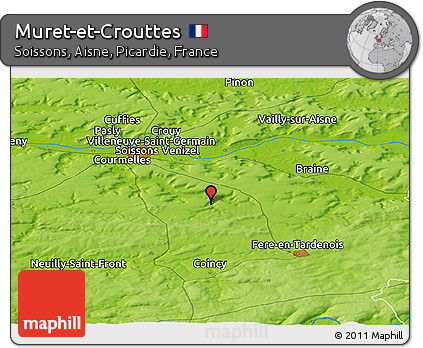 Physical Panoramic Map of Muret-et-Crouttes