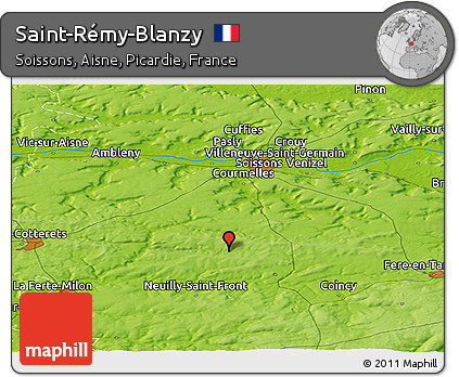 Physical Panoramic Map of Saint-Rémy-Blanzy