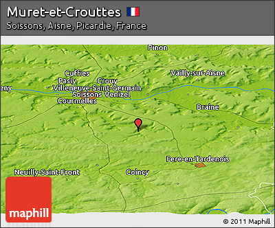 Physical Panoramic Map of Muret-et-Crouttes