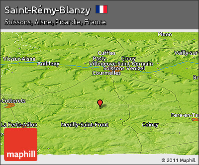 Physical Panoramic Map of Saint-Rémy-Blanzy