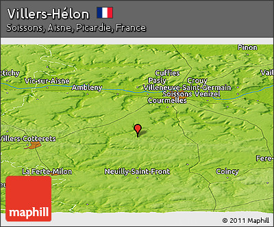 Physical Panoramic Map of Villers-Hélon