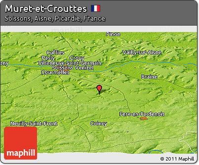 Physical Panoramic Map of Muret-et-Crouttes