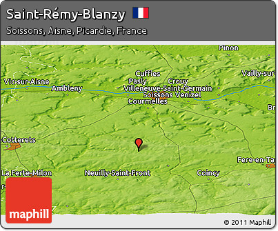 Physical Panoramic Map of Saint-Rémy-Blanzy