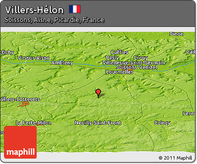 Physical Panoramic Map of Villers-Hélon