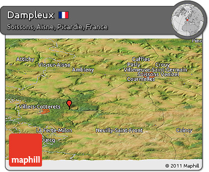 Satellite Panoramic Map of Dampleux