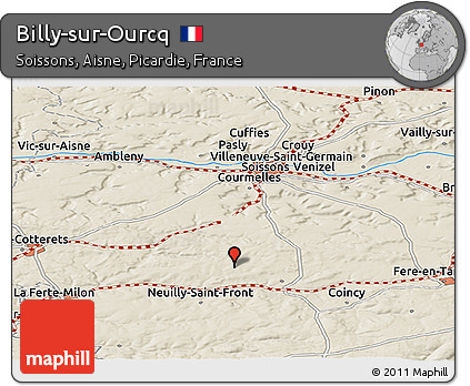 Shaded Relief Panoramic Map of Billy-sur-Ourcq