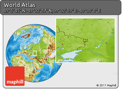 Physical Location Map of the Area around 49° 19' 21" N, 40° 1' 29" E