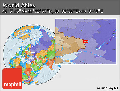 Political Location Map of the Area around 49° 19' 21" N, 40° 1' 29" E