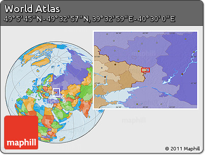 Political Location Map of the Area around 49° 19' 21" N, 40° 1' 29" E