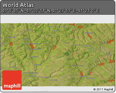 Satellite 3D Map of the Area around 49° 19' 21" N, 40° 52' 30" E