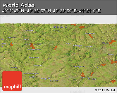 Satellite 3D Map of the Area around 49° 19' 21" N, 40° 52' 30" E