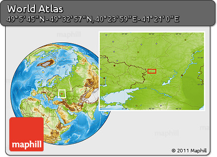 Physical Location Map of the Area around 49° 19' 21" N, 40° 52' 30" E
