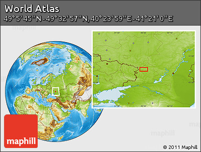 Physical Location Map of the Area around 49° 19' 21" N, 40° 52' 30" E