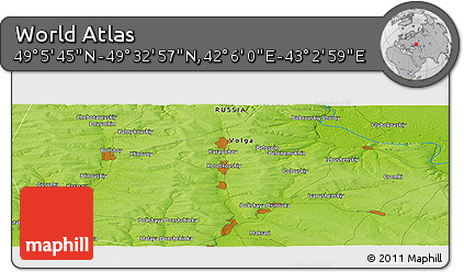 Physical Panoramic Map of the Area around 49° 19' 21" N, 42° 34' 30" E