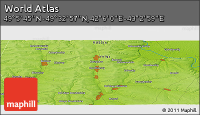 Physical Panoramic Map of the Area around 49° 19' 21" N, 42° 34' 30" E