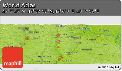 Physical Panoramic Map of the Area around 49° 19' 21" N, 42° 34' 30" E