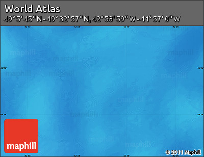 Physical Map of the Area around 49° 19' 21" N, 42° 25' 29" W