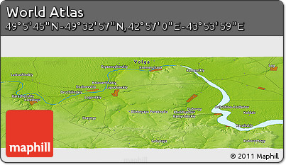 Physical Panoramic Map of the Area around 49° 19' 21" N, 43° 25' 29" E