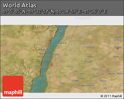 Satellite 3D Map of the Area around 49° 19' 21" N, 45° 7' 30" E