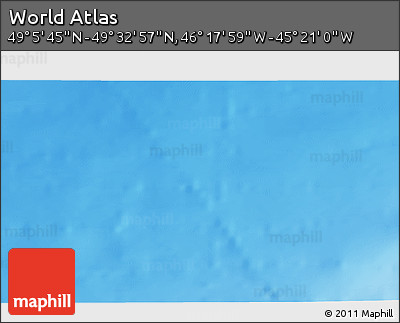 Physical 3D Map of the Area around 49° 19' 21" N, 45° 49' 30" W