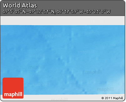 Physical 3D Map of the Area around 49° 19' 21" N, 45° 49' 30" W
