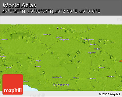 Physical 3D Map of the Area around 49° 19' 21" N, 48° 31' 29" E