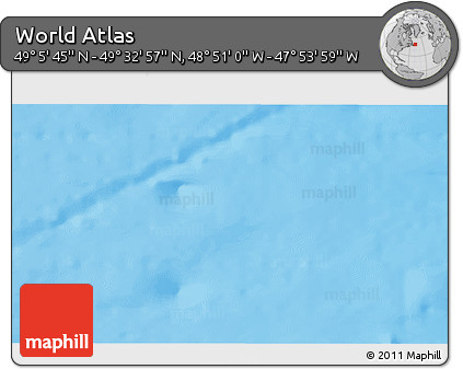 Shaded Relief 3D Map of the Area around 49° 19' 21" N, 48° 22' 30" W
