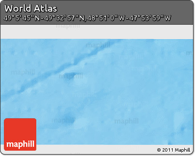 Shaded Relief 3D Map of the Area around 49° 19' 21" N, 48° 22' 30" W