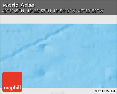 Shaded Relief 3D Map of the Area around 49° 19' 21" N, 48° 22' 30" W