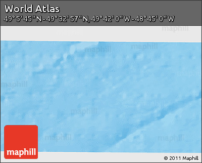 Physical 3D Map of the Area around 49° 19' 21" N, 49° 13' 30" W