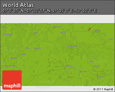 Physical 3D Map of the Area around 49° 19' 21" N, 50° 13' 30" E