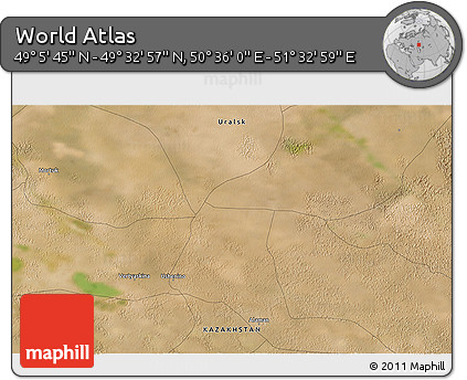 Satellite 3D Map of the Area around 49° 19' 21" N, 51° 4' 30" E