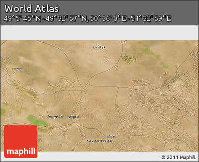 Satellite 3D Map of the Area around 49° 19' 21" N, 51° 4' 30" E