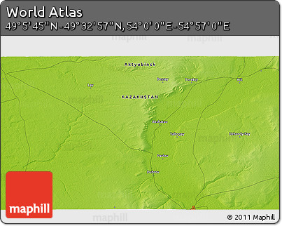 Physical 3D Map of the Area around 49° 19' 21" N, 54° 28' 30" E