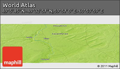 Physical Panoramic Map of the Area around 49° 19' 21" N, 60° 25' 29" E