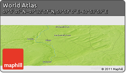 Physical Panoramic Map of the Area around 49° 19' 21" N, 60° 25' 29" E