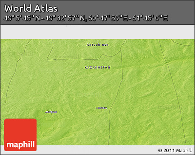 Physical 3D Map of the Area around 49° 19' 21" N, 61° 16' 29" E