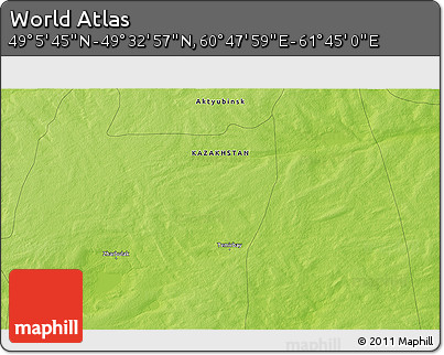 Physical 3D Map of the Area around 49° 19' 21" N, 61° 16' 29" E