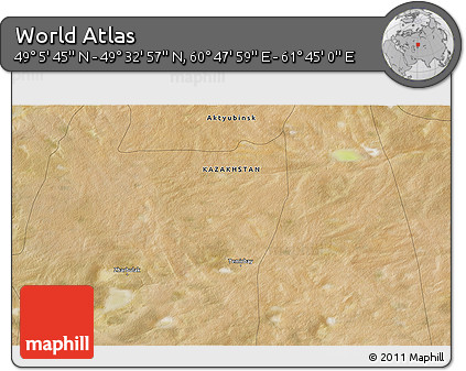 Satellite 3D Map of the Area around 49° 19' 21" N, 61° 16' 29" E