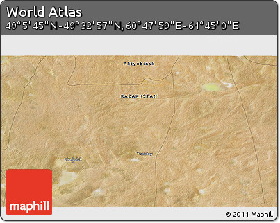 Satellite 3D Map of the Area around 49° 19' 21" N, 61° 16' 29" E