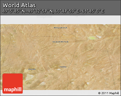 Satellite 3D Map of the Area around 49° 19' 21" N, 61° 16' 29" E