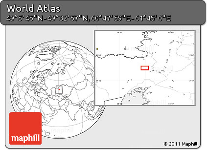 Blank Location Map of the Area around 49° 19' 21" N, 61° 16' 29" E