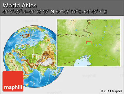Physical Location Map of the Area around 49° 19' 21" N, 61° 16' 29" E