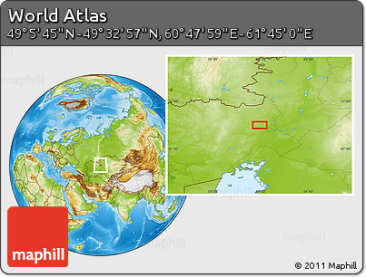 Physical Location Map of the Area around 49° 19' 21" N, 61° 16' 29" E