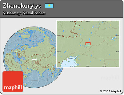 Savanna Style Location Map of Zhanakurylys, hill shading
