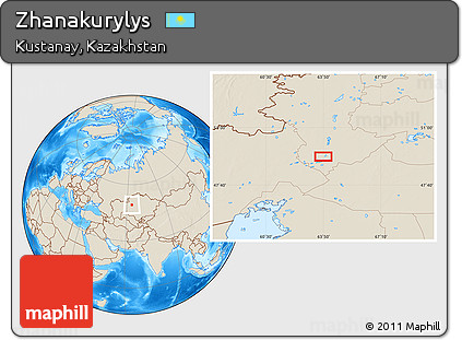 Shaded Relief Location Map of Zhanakurylys