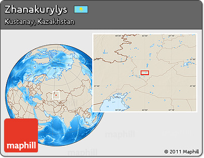 Shaded Relief Location Map of Zhanakurylys