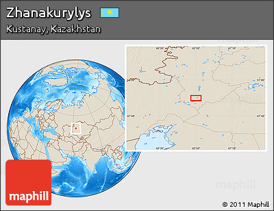 Shaded Relief Location Map of Zhanakurylys