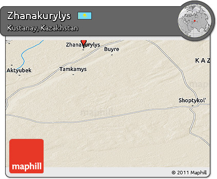 Shaded Relief Panoramic Map of Zhanakurylys