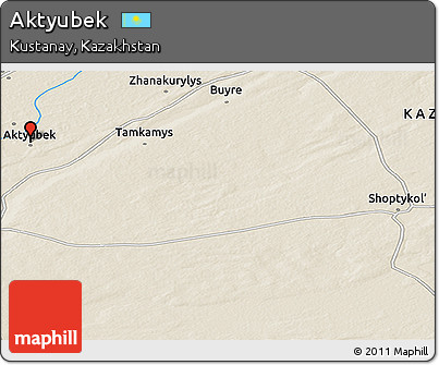 Shaded Relief Panoramic Map of Aktyubek
